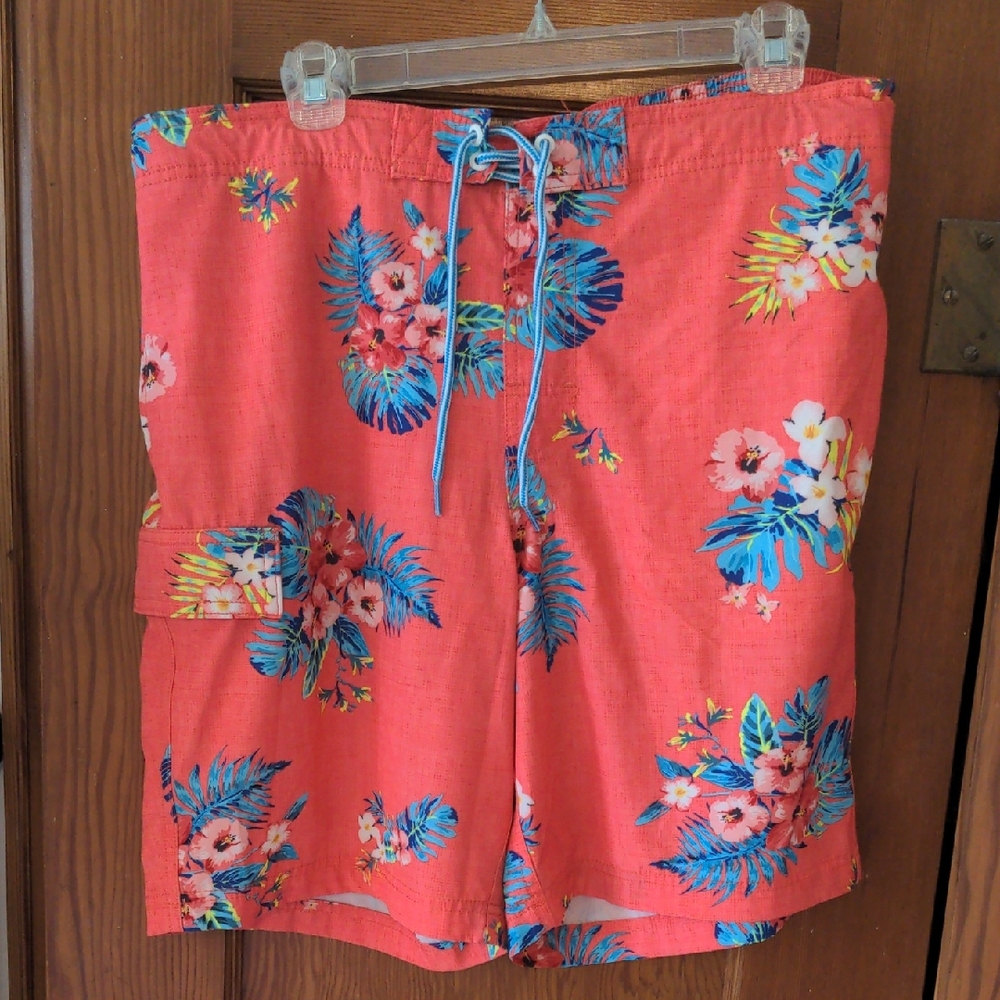 George Coral and Blue Floral Swim Shorts